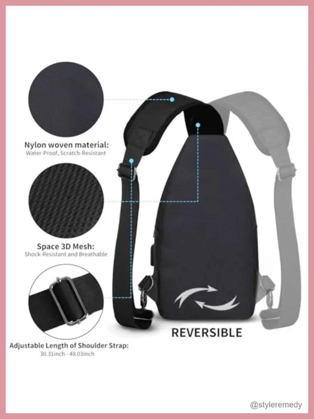 Crossbody Sling Bag Nylon Casual Shoulder Backpack Hiking Travel